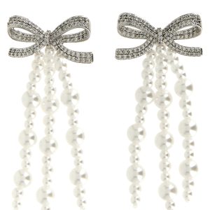 'Bow Pearl Waterfall' earrings