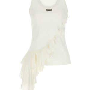 Silk ruffle tank top