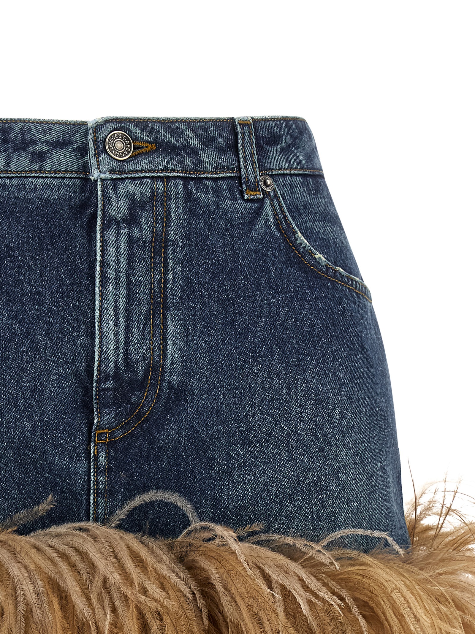 Feather denim skirt - immagine 3