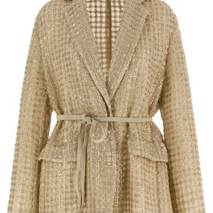 'Dazzling Net Embroidery' organza blazer